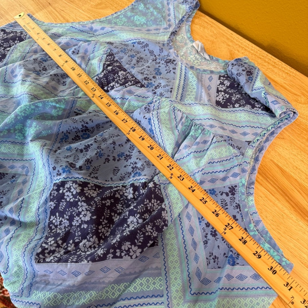 Only Necessities Floral Patchwork House Dress Size 4X Blue Sleeveless Muumuu - Picture 8 of 10